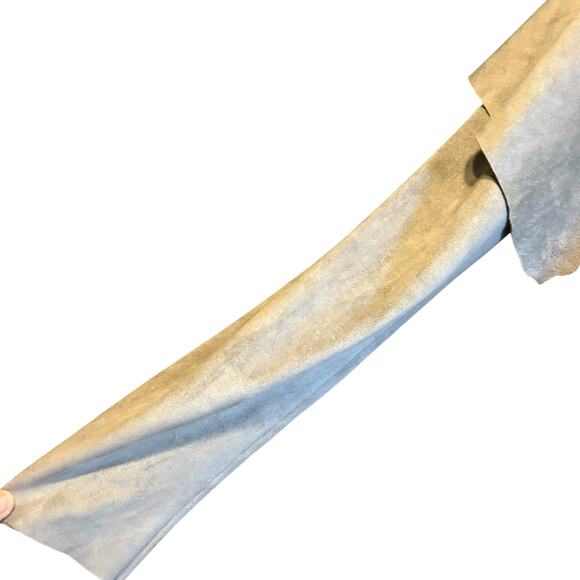 C. Luce Faux Suede Jacket Coat LG Gray Slouchy Shawl Collar Drapery Uneven Hem - Picture 7 of 13